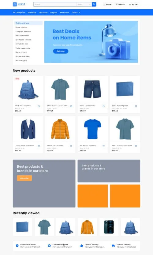 Image of online shop main page design