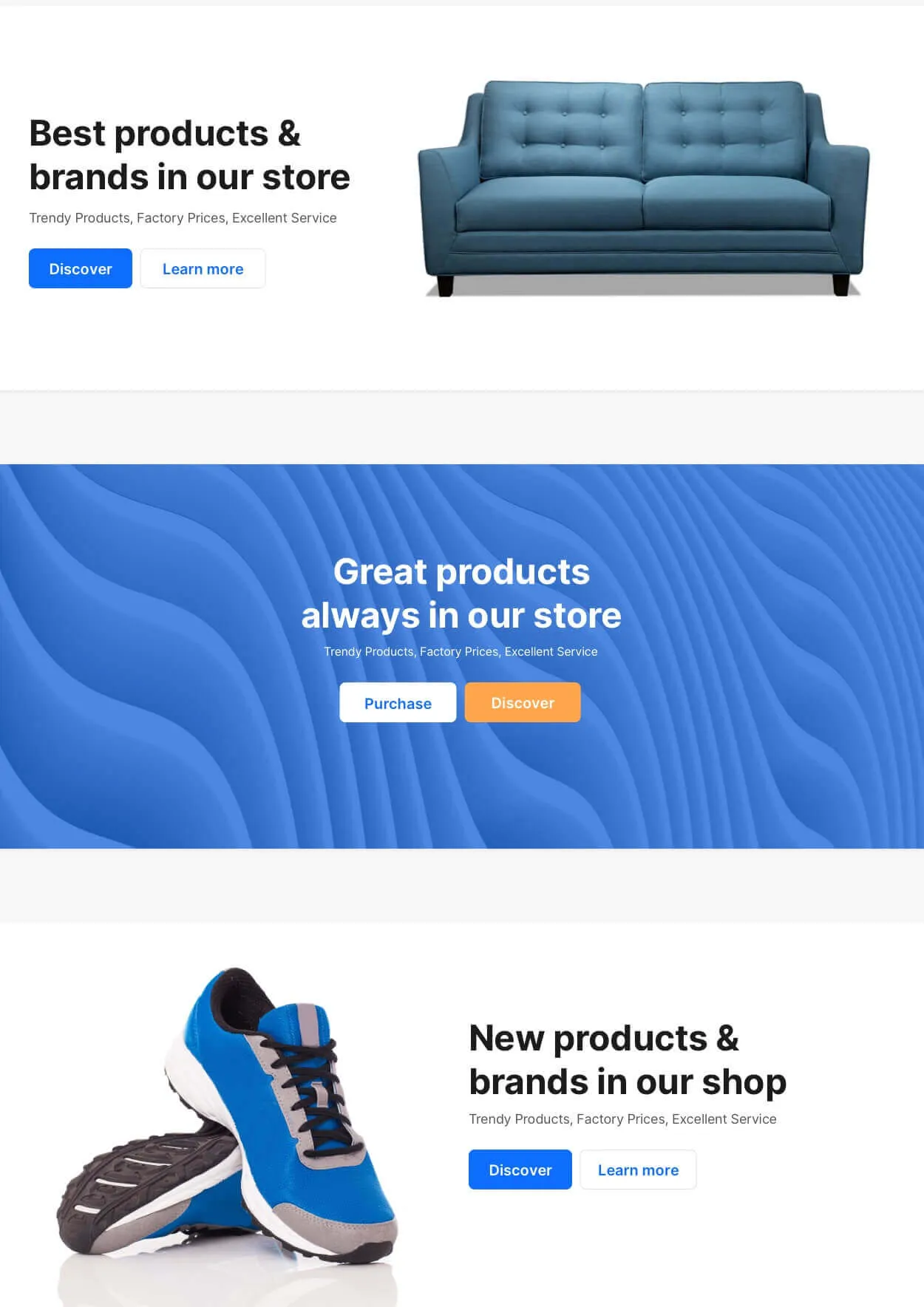 Hero section for ecommerce