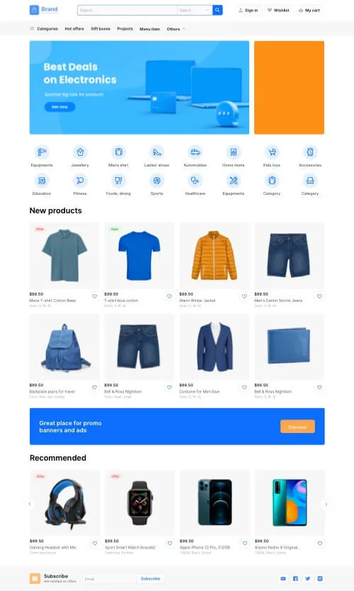 Image of e-commerce home page layout