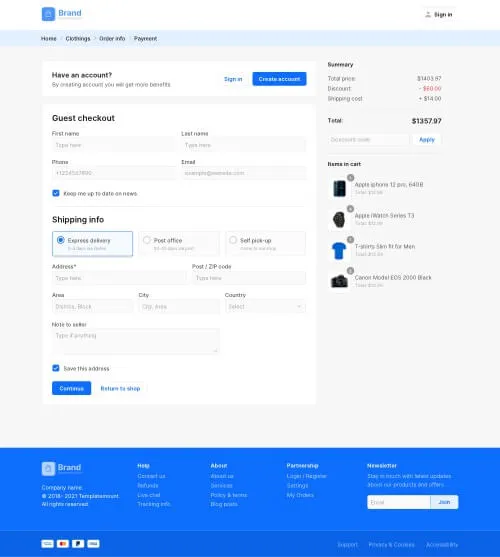 Image of ecommerce checkout template